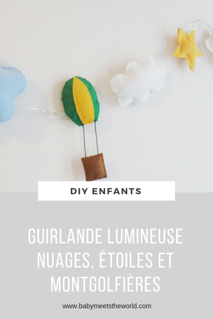 GUIRLANDE LUMINEUSE NUAGES, ÉTOILES ET MONTGOLFIÈRES