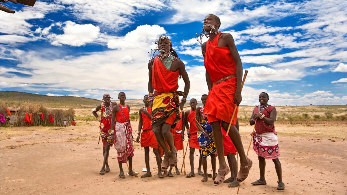 Maasai Warriors Dancing, Maasai Mara National Reserve, Kenya