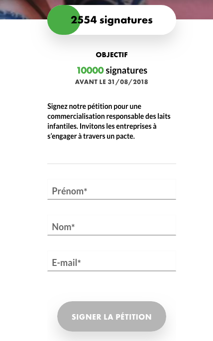 petition action contre la faim