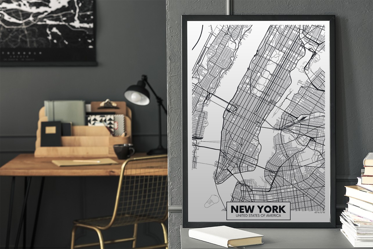 poster New York noir et blanc - bureau